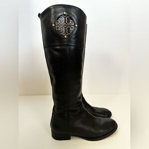 Tory Burch Womens Riding Boots Sz 7 Kiernan Black Leather Whimsigoth Equestrian
